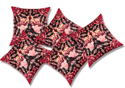 

SEJ by Nisha Gupta Abstract Cushions Cover(Pack of 5, 40.64 cm*40.64 cm, Pink, Red, Black), Black;pink;red
