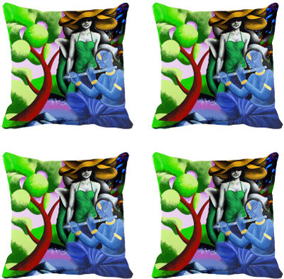 68% OFF on meSleep Abstract Cushions Cover(Pack of 4, 40.64 cm*40.64 cm, Multicolor)