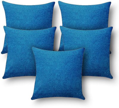 

First Row Plain Cushions Cover(Pack of 5, 40 cm*40 cm, Blue)