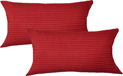

HOME SHINE Striped Pillows Cover(Pack of 2, 30 cm*45 cm, Red)