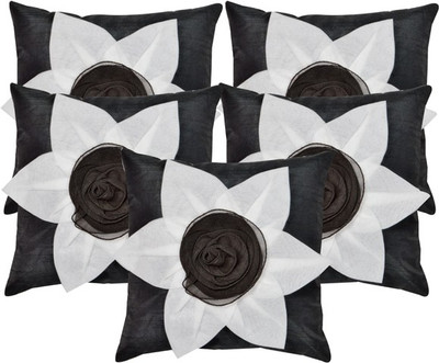 

Shine Villa Floral Cushions Cover(Pack of 5, 40 cm*40 cm, Black)