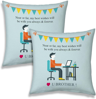 

Kaarigar Text Print Cushions Cover(Pack of 2, 30.48 cm*30.48 cm, Blue)