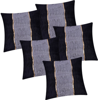 

Fazar Creations Striped Cushions Cover(Pack of 5, 40 cm*40 cm, Black, Silver)