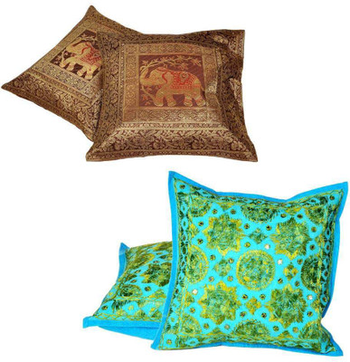 Kaarigar Embroidered Cushions Cover(Pack of 4, 40.64 cm*40.64 cm, White)