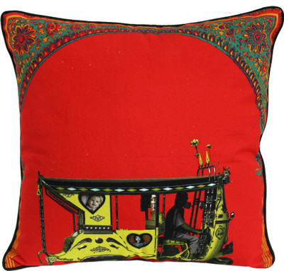 Fatfatiya Floral Cushions Cover(40 cm*40 cm, Orange, Yellow)