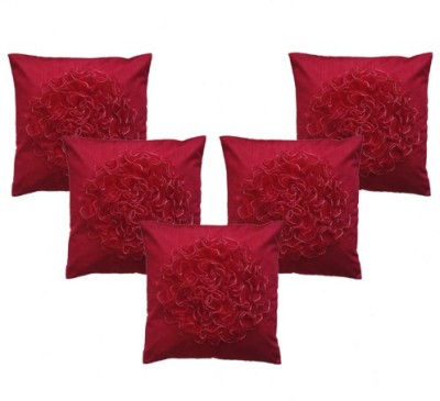 MS Enterprises Polyester Cushions Cover(Pack of 5, 40 cm*40 cm, Red)