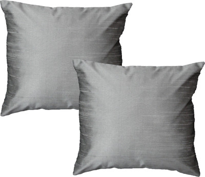 

HOME SHINE Plain Cushions Cover(Pack of 2, 60 cm*60 cm, Silver)