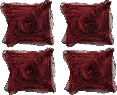 

HOME SHINE Floral Cushions Cover(Pack of 4, 40 cm*40 cm, Maroon)