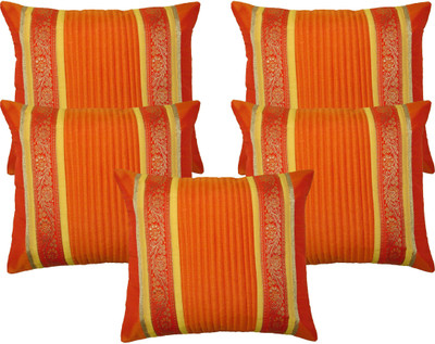 

HOME SHINE Striped Cushions Cover(Pack of 5, 30 cm*30 cm, Orange)