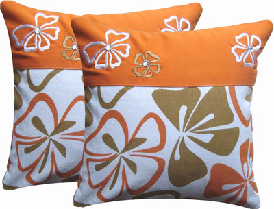 

Dinitz Designz Floral Cushions Cover(Pack of 2, 30 cm*30 cm, Orange)