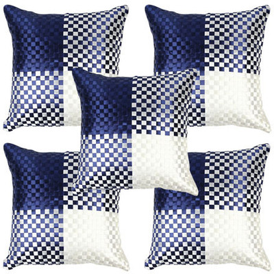 

Soundarya Checkered Cushions Cover(Pack of 5, 40 cm*40 cm, Dark Blue, White)