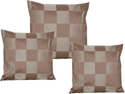 

Maba Checkered Cushions Cover(Pack of 3, 43 cm*43 cm, Beige)