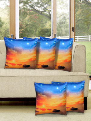 

Alina Decor Printed Cushions Cover(Pack of 5, 40.64 cm, Blue)