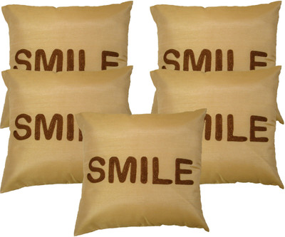 

HOME SHINE Embroidered Cushions Cover(Pack of 5, 40 cm*40 cm, Beige)
