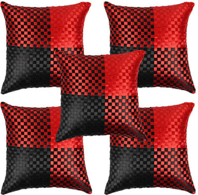

Soundarya Checkered Cushions Cover(Pack of 5, 40 cm*40 cm, Black, Red)