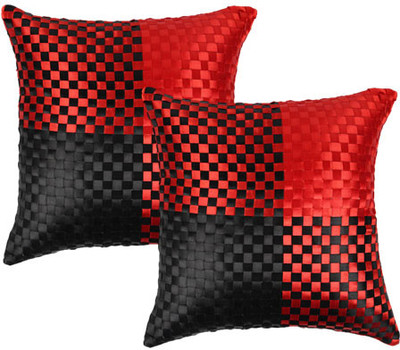 

Soundarya Checkered Cushions Cover(Pack of 2, 40 cm*40 cm, Black, Red)