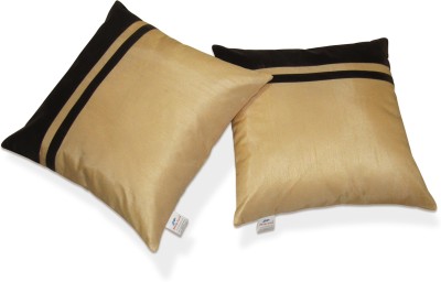 ZIKRAK EXIM Striped Cushions Cover(Pack of 2, 40 cm*40 cm, Brown, Beige)
