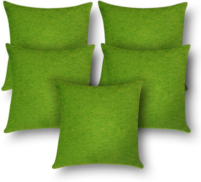 

First Row Plain Cushions Cover(Pack of 5, 40 cm, Green)