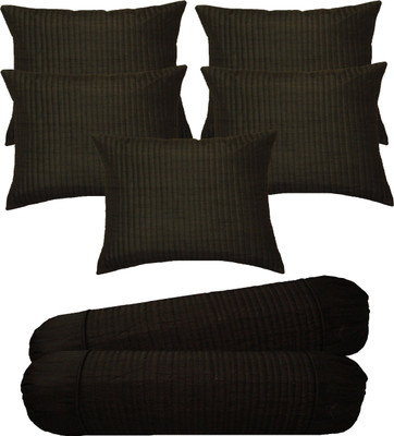 

HOME SHINE Striped Cushions Cover(Pack of 7, 40 cm*40 cm, Black)