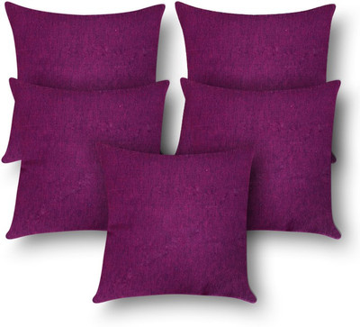 

First Row Plain Cushions Cover(Pack of 5, 40 cm, Purple)