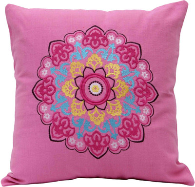 

Elan Embroidered Cushions Cover(40 cm*40 cm, Pink)