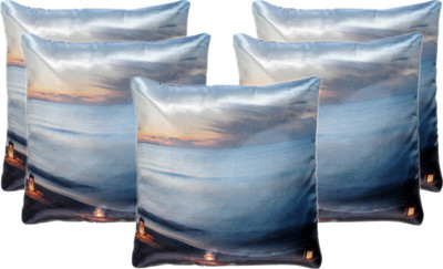 Alina Decor Printed Cushions Cover(Pack of 5, 40 cm*40 cm, Grey, Black), Black;grey