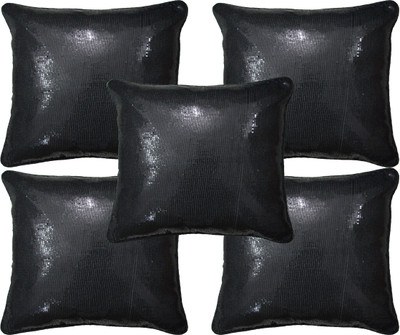 

HOME SHINE Embroidered Cushions Cover(Pack of 5, 40 cm*40 cm, Black)