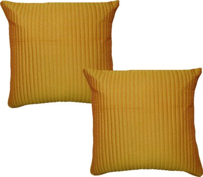 

HOME SHINE Striped Cushions Cover(Pack of 2, 40 cm*40 cm, Gold)