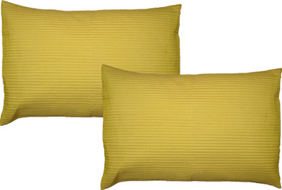 

HOME SHINE Striped Pillows Cover(Pack of 2, 45 cm*70 cm, Yellow)