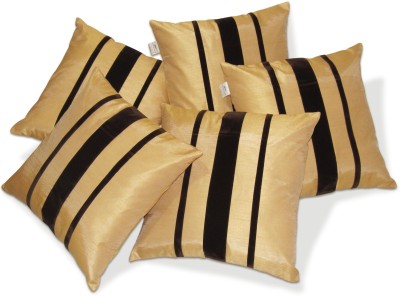 ZIKRAK EXIM Striped Cushions Cover(Pack of 5, 40 cm*40 cm, Brown, Beige)