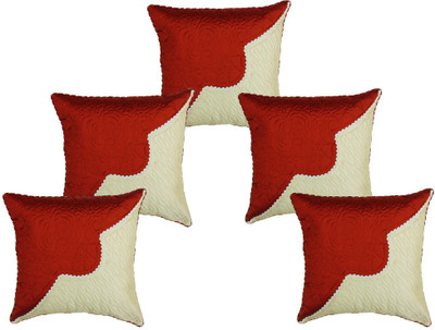Furnishing Zone Self Design Cushions Cover(Pack of 5, 40 cm*40 cm, Orange, Beige)