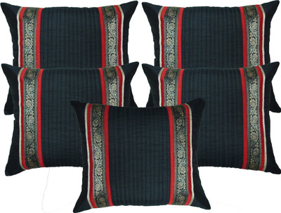 

HOME SHINE Striped Cushions Cover(Pack of 5, 40 cm*40 cm, Black)
