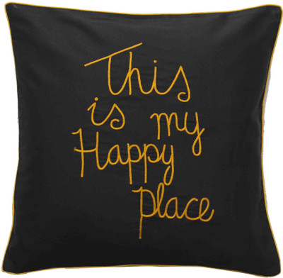 

Band Box Embroidered Cushions Cover(40.64 cm*40.64 cm, Black)