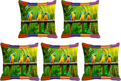 

IndiWeaves Printed Cushions Cover(Pack of 5, 40 cm*40 cm, Purple, Green), Green;purple
