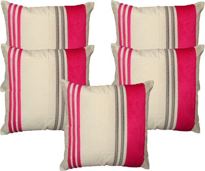 

HOME SHINE Striped Cushions Cover(Pack of 5, 40 cm*40 cm, Pink)
