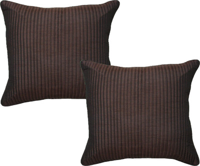 

HOME SHINE Striped Cushions Cover(Pack of 2, 40 cm*40 cm, Brown)