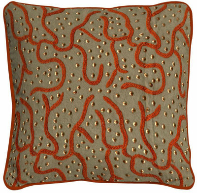 Skipper Embroidered Cushions Cover(40 cm, Beige)