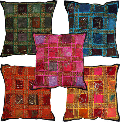 52% OFF on Rajrang Abstract Cushions Cover(Pack of 5, 40 cm*40 cm, Multicolor)