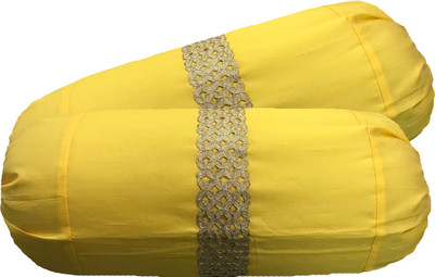 

HOME SHINE Geometric Bolsters Cover(Pack of 2, 77.5 cm*40 cm, Yellow, Beige), Beige;yellow