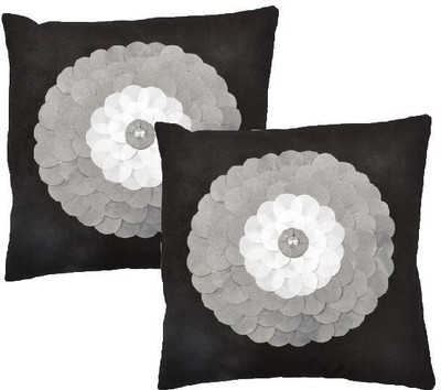 

Nikunj Embroidered Cushions Cover(Pack of 2, 40 cm, Black)