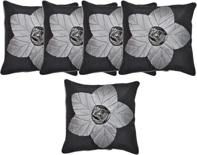 

Shine Villa Floral Cushions Cover(Pack of 5, 40 cm*40 cm, Black)