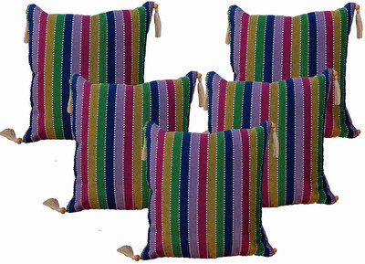 Dekor World Striped Cushions Cover(Pack of 5, 30 cm*30 cm, Multicolor) Dekor World Striped Cushions Cover(Pack of 5, 30 cm*30 cm, Multicolor)