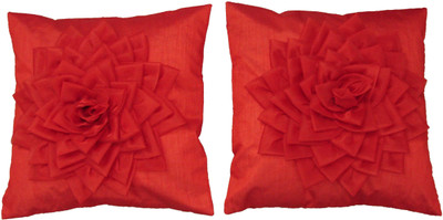 

HOME SHINE Floral Cushions Cover(Pack of 2, 40 cm*40 cm, Red)
