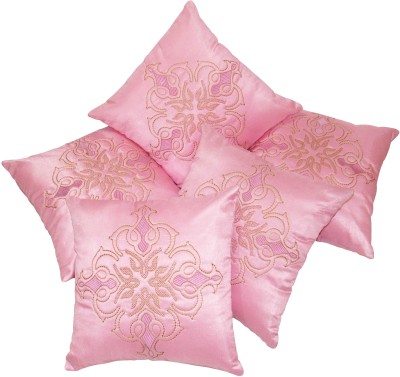 ZIKRAK EXIM Computer Cushion Covers Embroidered Cushions Cover(Pack of 5, 40 cm*40 cm, Pink)