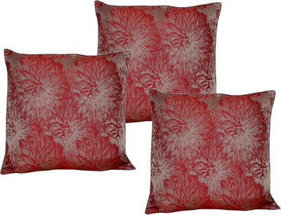

Maba Damask Cushions Cover(Pack of 3, 43 cm*43 cm, Red)