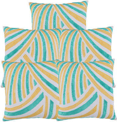 

Rajrang Striped Cushions Cover(Pack of 5, 46 cm*46 cm, White)