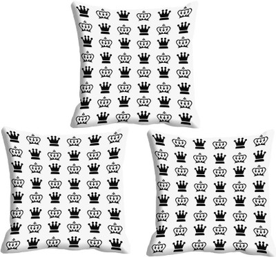 IndiWeaves Printed Cushions Cover(Pack of 3, 30 cm*30 cm, White, Black), Black;white