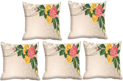 

IndiWeaves Printed Cushions Cover(Pack of 5, 30 cm*30 cm, White, Multicolor), Multicolor;white