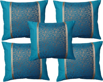 HOME SHINE Jacquard Cushions Cover(Pack of 5, 40 cm*40 cm, Light Blue)