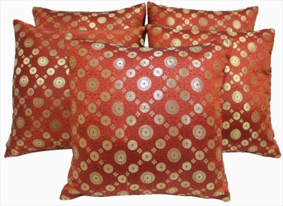 Dekor World Polyester Cushions Cover(Pack of 5, 40.6 cm*40.6 cm, Orange)